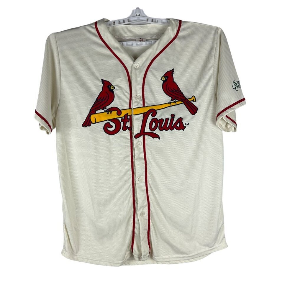 St. Louis Cardinals XL Baseball Jersey Cream Polyester Scott Credit Union Patch